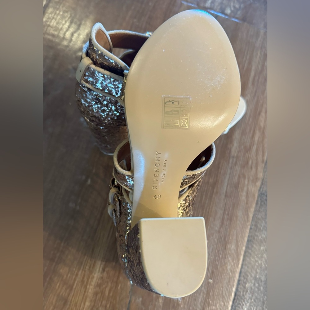 Givenchy Victoria Gold Glitter Biker Sandal - Picture 5 of 6
